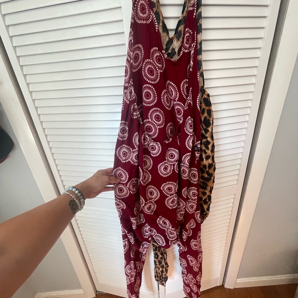 Buddha Pants “Savannah” Red And White Boho Jumpsu… - image 1